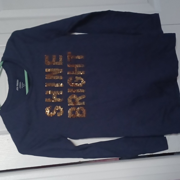 Size 14-16 Sparkly Dark Blue Long Sleeve Shirt - Picture 2 of 3